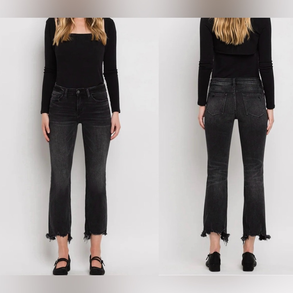 Flying Monkey Trial Thing Mid Rise Distressed Hem Crop Flare Jeans Sz 25